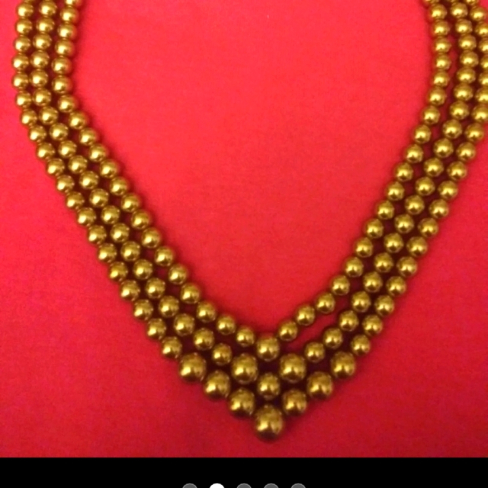 J397 Goldtone Multi-Strand Beaded Necklace